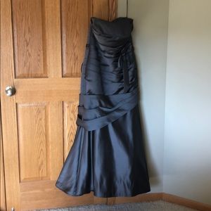 Charcoal strapless bridesmaid dress